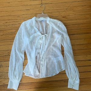 Express button up tie blouse